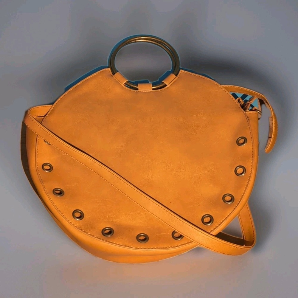 Time And Tru Crossbody‎ Bag Apple Juice Color Embossed With Metal Handles
